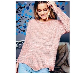 CHUNKY Knit Chenille Sweater with Scalloped Hem
